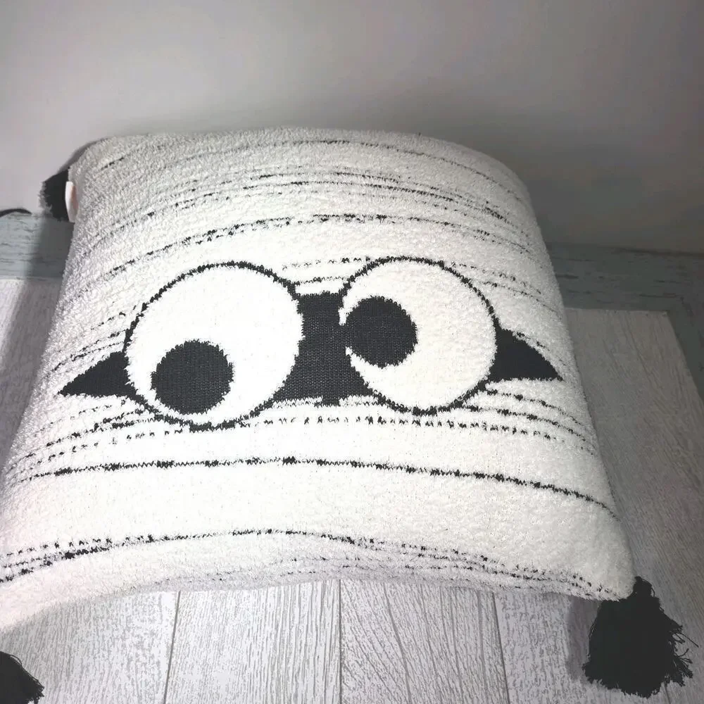 Mummy Face Chenille Fluffy Buttery Soft Pillow Tassels 17x17